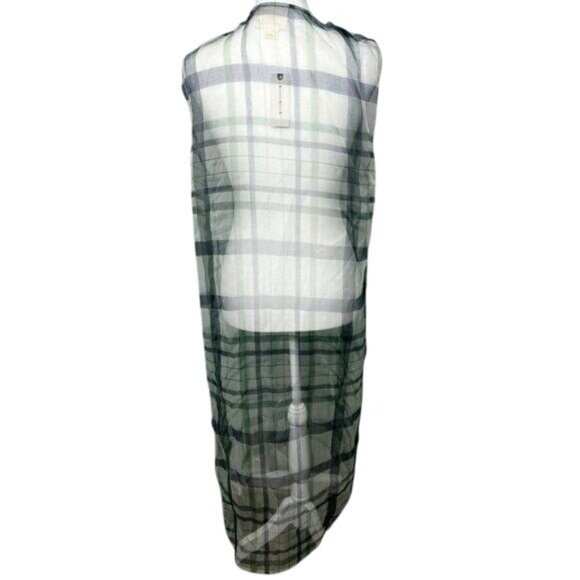 Anthropologie Maeve Plaid Sheer Longline Sleeveless Duster Vest One Size - Picture 6 of 10